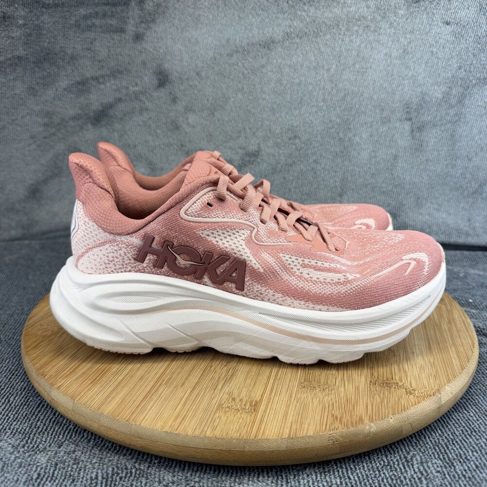 Hoka One One Clifton 10 Shoes Womens Size 7.5 Pink Running Athletic Sneakers